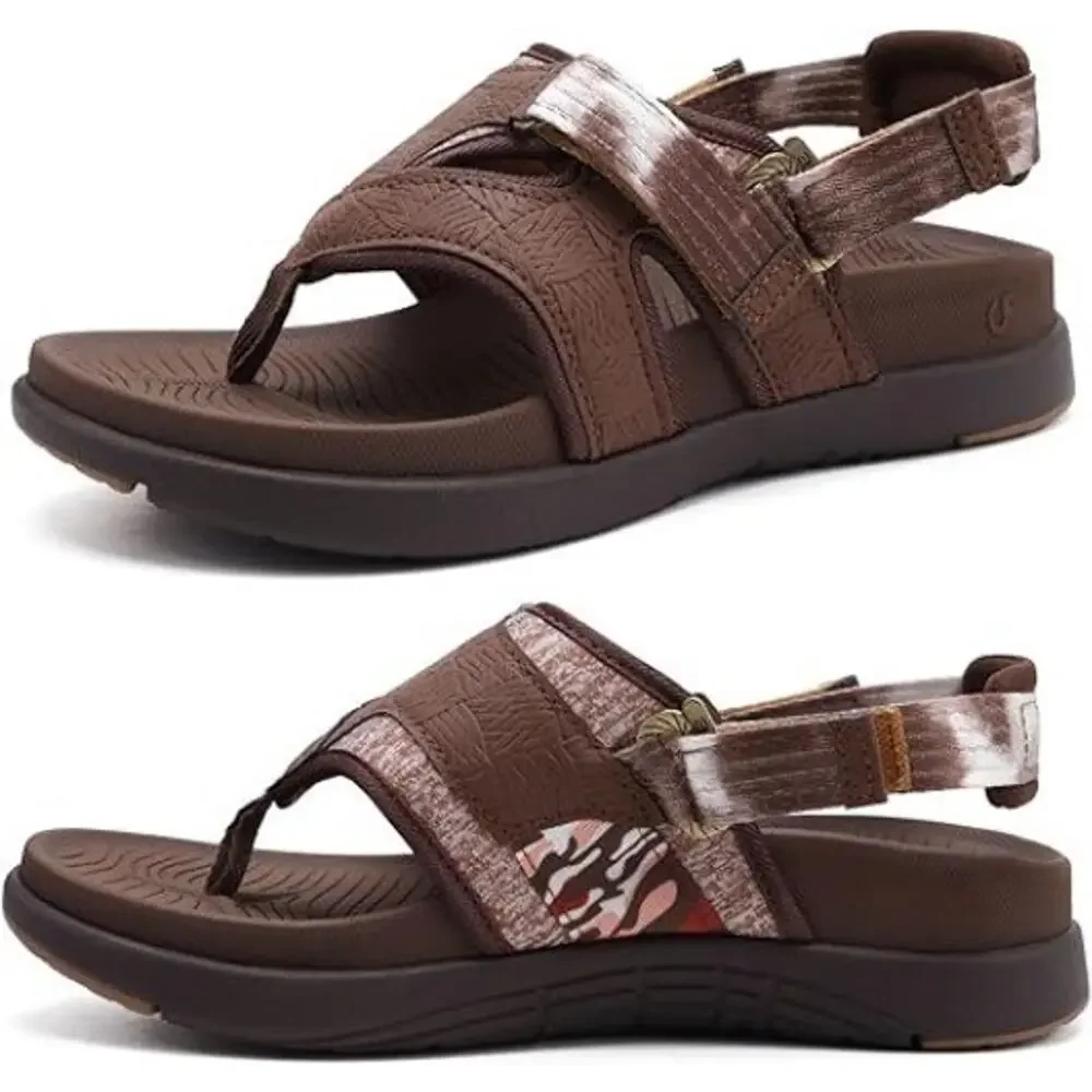 COFACE Flip Flops Sandals Adjustable Comfort Arch Support Womens Size 8.5 Brown